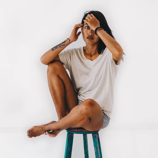 T-shirt vlinder model - gerecyclede stof - beige melange