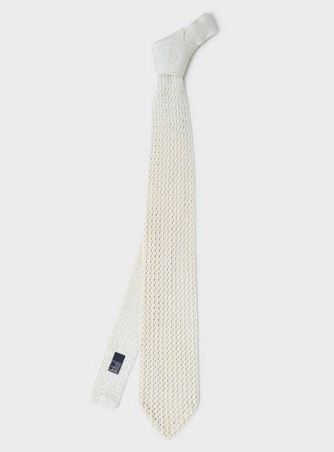 100% Cotton Como Knitted Ecru Tie
