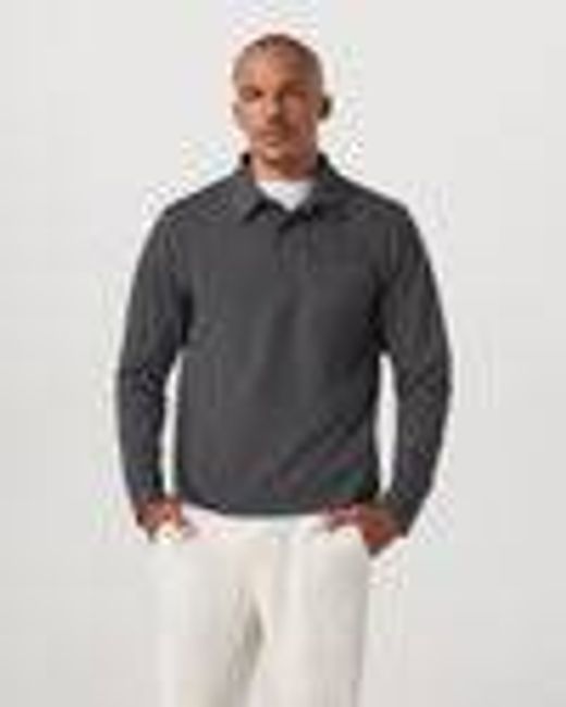 Long Sleeve Waffle Polo | Men's Dark Pewter Polo Shirt | Vuori