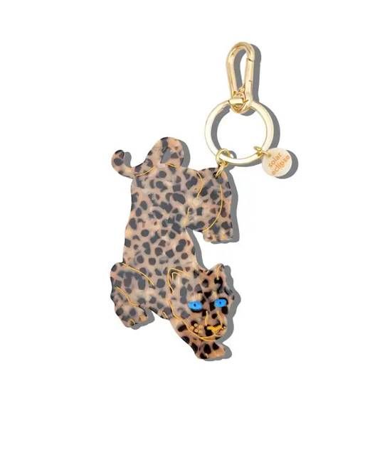 Leopard Combo - Hand Painted Leopard Bag Charm + Keychain - Solar Eclipse