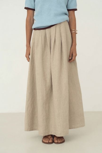 Freya Beige Linen Skirt