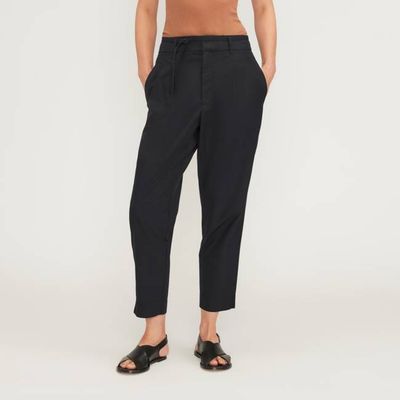 The Poplin Pleated Taper Pant | Black