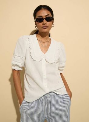 Marti Organic Cotton Broderie Detail Blouse