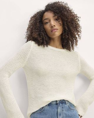 The Organic Cotton Open-Stitch Crew | Bone