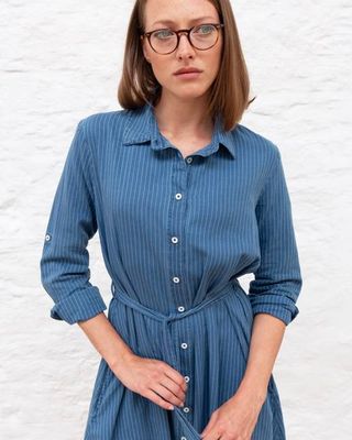 Rita Denim Striped Shirt Dress