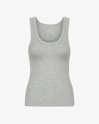 Women Organic Rib Tank Top - Heather Grey