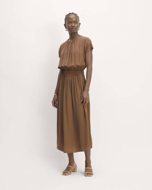 The Gathered Midi Dress | Carob Brown