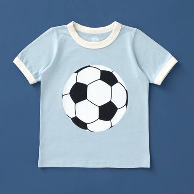 GRAPHIC Ringer Tee - Soccer Ball Sky Blue