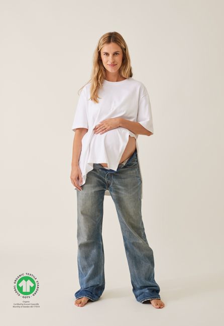 Oversized maternity t-shirt with slit - White