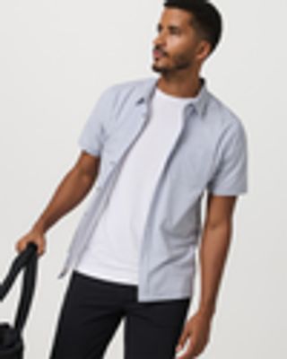 Short Sleeve Bridge Button Down – Atmosphere Mini Stripe – Button Down – Vuori