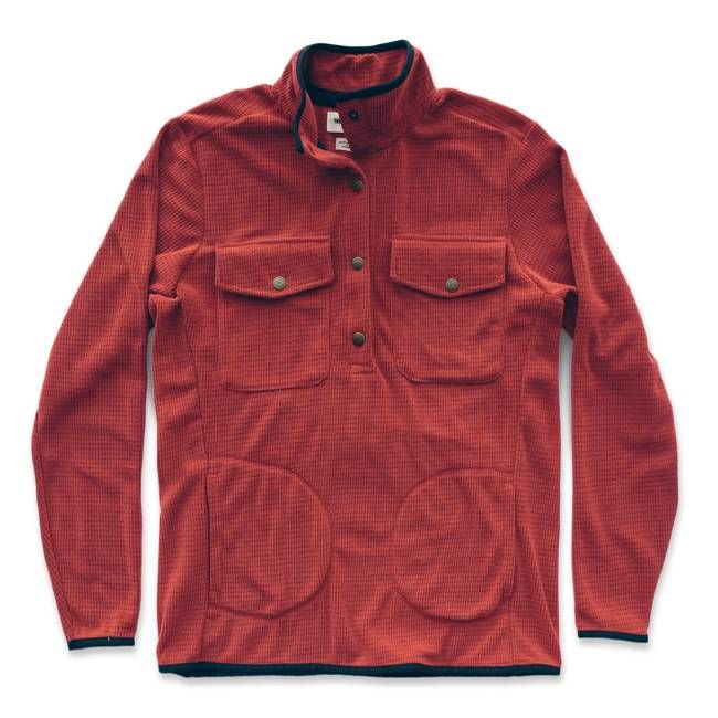 The Pack Pullover in Red Polartec Fleece