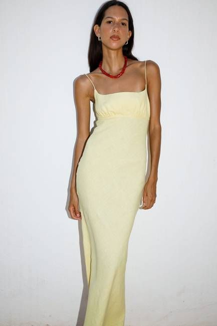 The Nicola Maxi Slip Dress in yellow