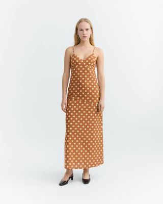 Long brown polka dots dress Dina