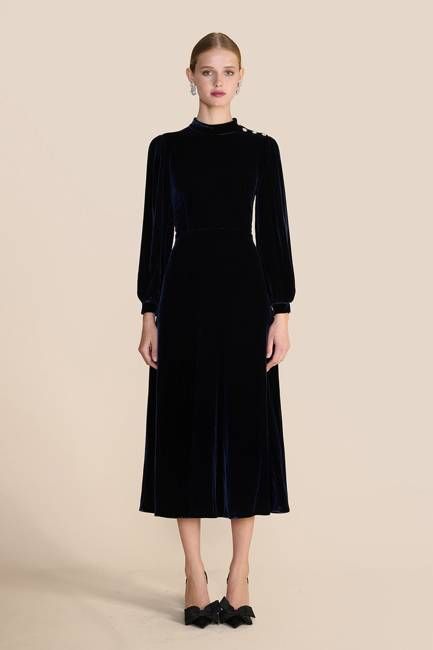 Sonia Midnight Navy Velvet Dress