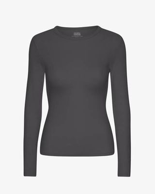Women Organic Rib LS T-Shirt - Lava Grey