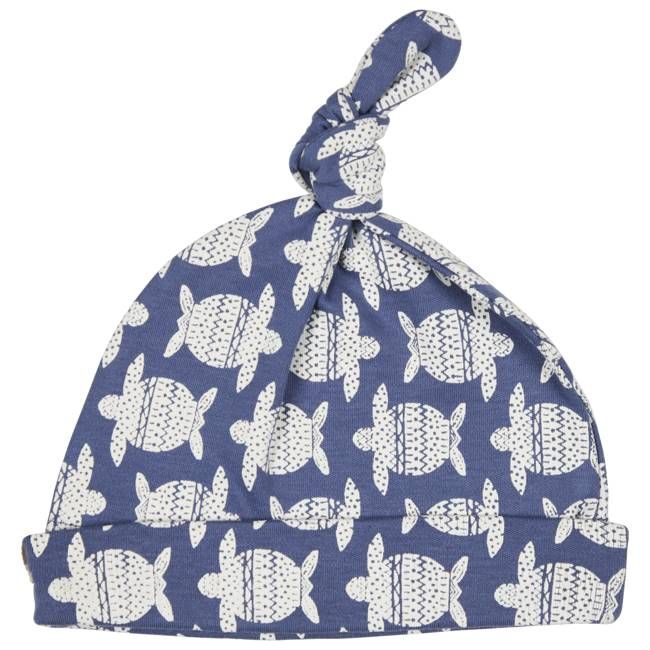 Knotted Hat - Turtles, Indigo