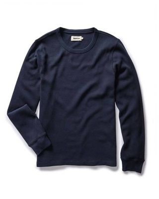 The Organic Cotton Crew in Dark Navy Waffle