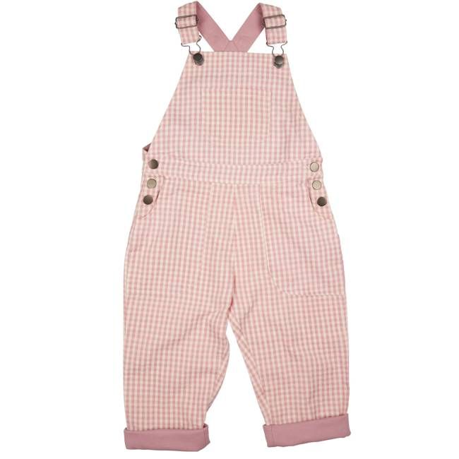 Worker Dungarees (Seersucker Check) - Pink