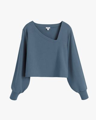 French Terry Asymmetrical Neckline Top
