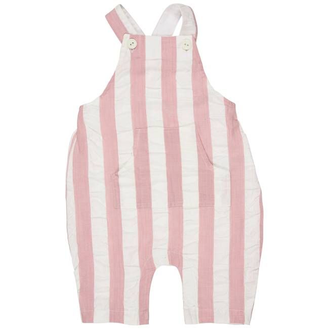 Baby Dungarees (Seersucker Wide Stripe) - Pink
