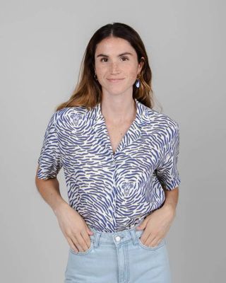 Asis Percales Tiger Aloha Blouse White