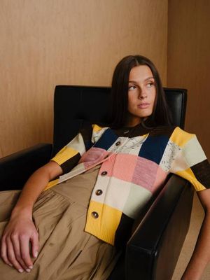 Lou Cotton Colorblock Cardigan - Palette