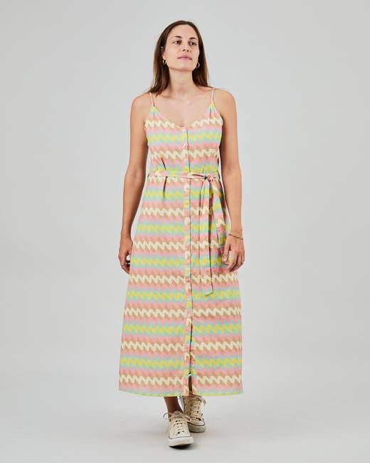 Pastel Wavy Stripes Strap Dress