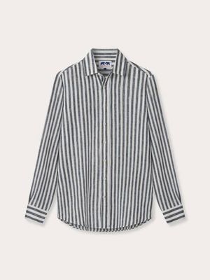 Men's Navy Lines Abaco Linen Shirt