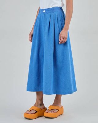 Checks Midi Skirt Blue