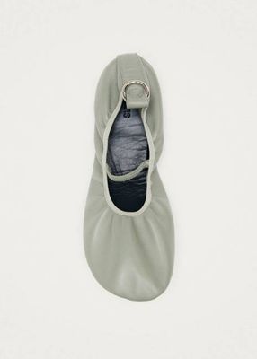 Naira Green Leather Ballet Flats