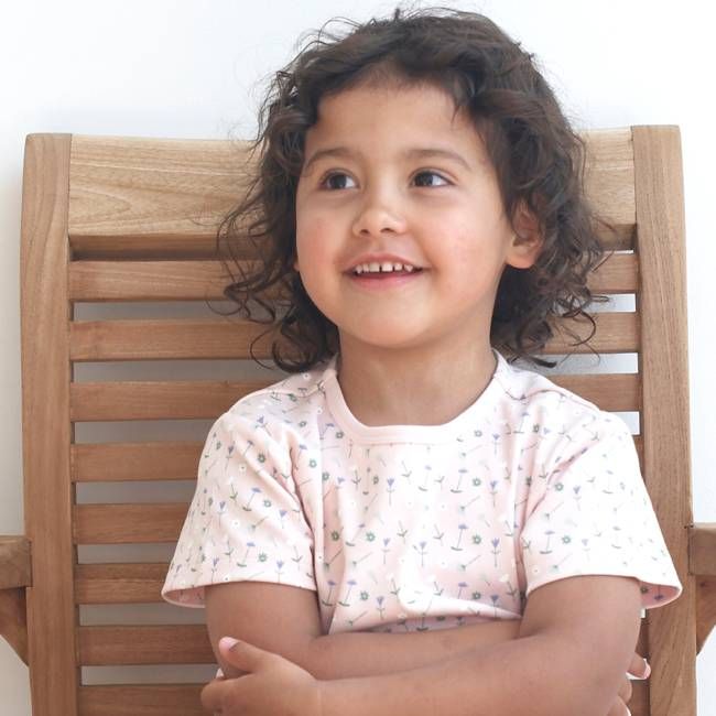 Short Sleeve T-Shirt - Flowers, Pink