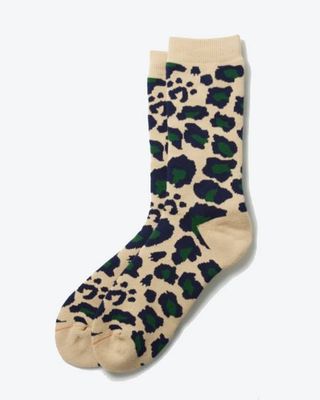 ROTOTO Navy + Green Leopard Socks