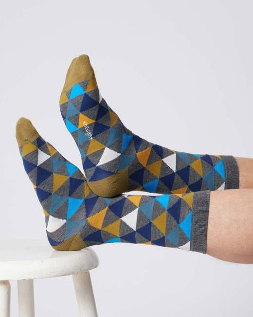 Mens Geo Triangle Bamboo Socks - Dark Grey Marl