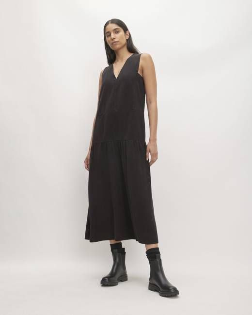 The TENCEL™ V-Neck Dress | Black