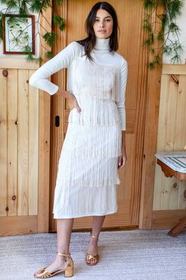 Fringe Midi Dress - Ivory