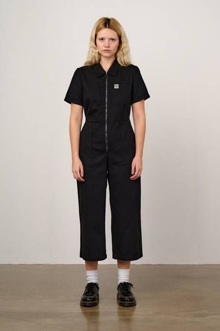 Ragan - Organic Cotton Black Zip Jumpsuit in Black
