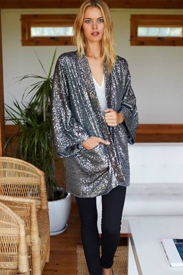Sequin Topper - Gunmetal