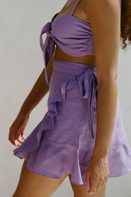 The Sharon Ruffled Mini Skirt in Purple