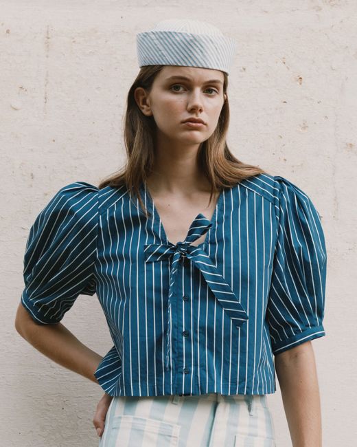 Tiny Big Sister Striped Bow Blouse