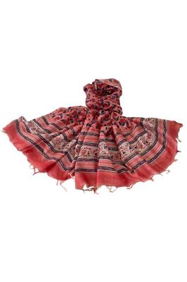 Chanderi Stola Nr. 10 aus Seidenbaumwolle mit Blockprint Jodhpur Edit