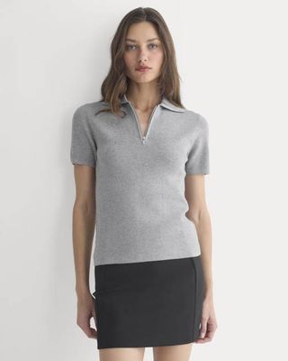 Knit Quarter-Zip Polo | Light Heathered Grey