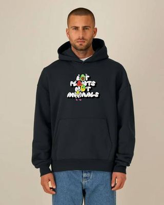 Eat Plants Not Animals Deluxe Relaxed Hoodie - Black