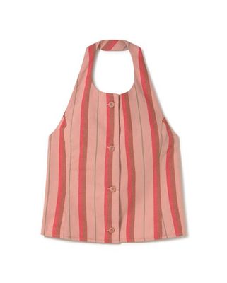 Striped halter neck button Melo top