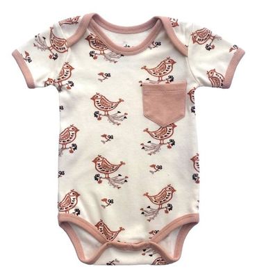 GOTS Certified Organic Cotton Short Sleeve Playsuit - Celadon Quail