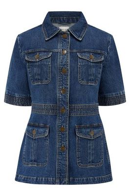 Ani Half Sleeve Denim Jacket in Voyager