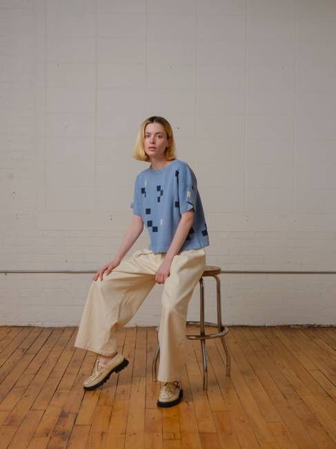 Albers Short Sleeve Sweater Tee - Larimar