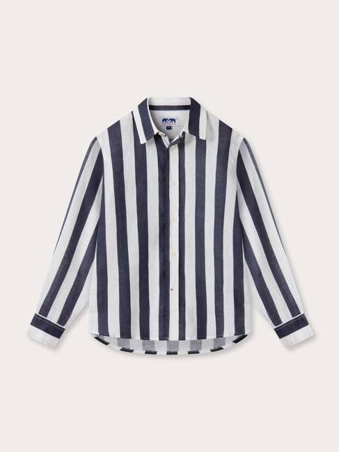 Kids Navy Lines Abaco Linen Shirt