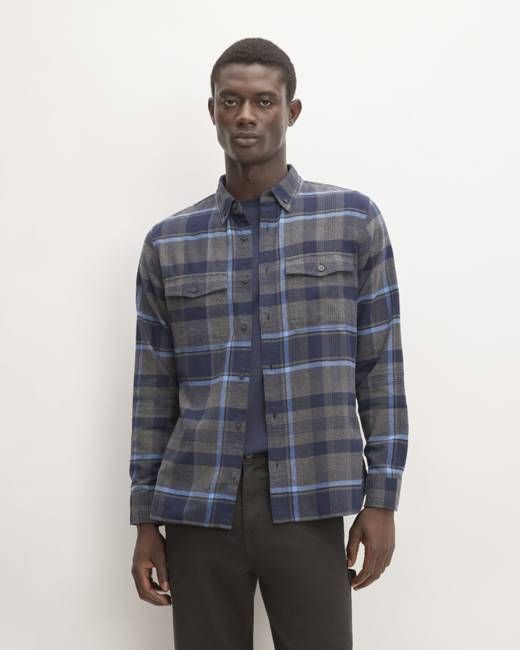 The Brushed Flannel Shirt | Heritage Blue / Black / Navy / Heather Charcoal