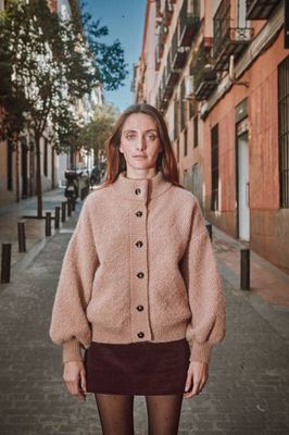 GEORGE High-Neck Jacket in Merino-Mohair Wool - Light Pink