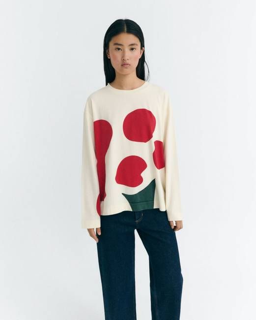 White long sleeve flower Emily t-shirt